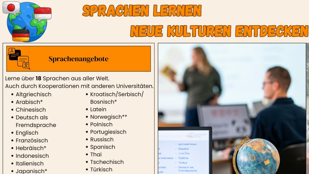 Poster Sprachenzentrum. Link f&uuml;hrt zu den Lehrveranstaltungen